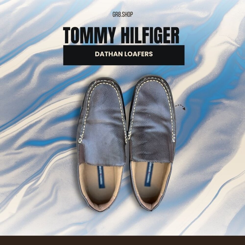 Tommy Hilfiger Dathan Loafers Mens Size 9 Slip-On Brown Leather Casual Shoes Wit